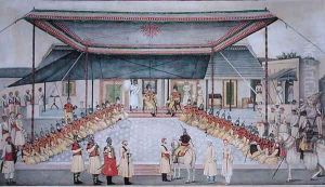 Colonel James Skinner holding a Regimental Durbar by Gulam Ali Khan