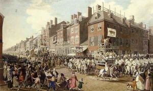 View of the Parade of the Victuallers From Fourth and Chestnut Streets by John Lewis Krimmel