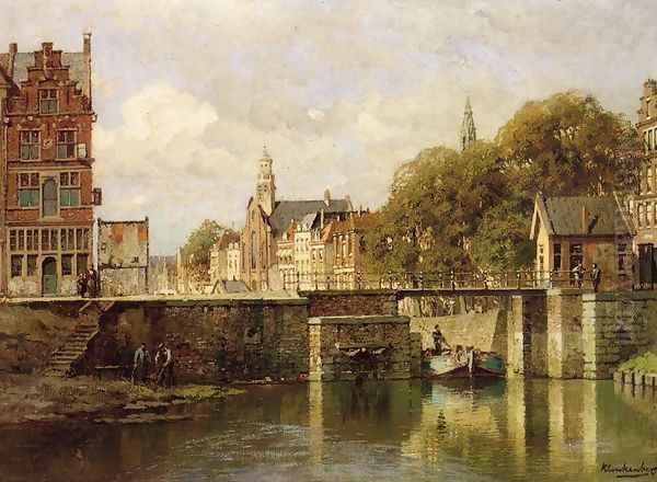 A View of Amsterdam with a Man in a Flat on a Canal, a Church in the Distance - view 1
