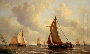 Boats Leaving Harbour by Everhardus Koster