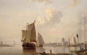 Boats in Harbour by Everhardus Koster