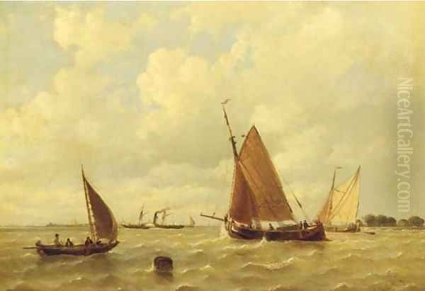 Sailing vessels and a steamship by a coast - view 1