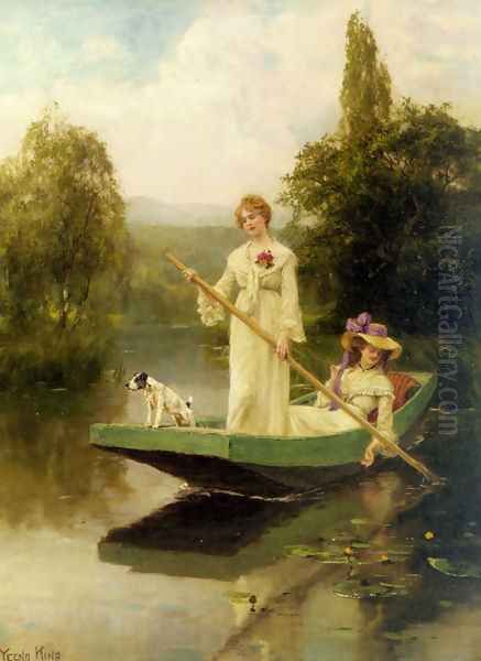 Two Ladies Punting on the River - view 1
