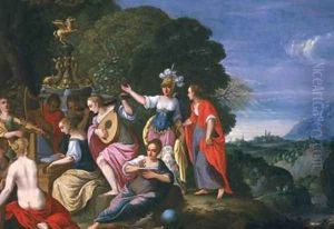 Athene and the Nine Muses at the Wells of Hipokrene by Johann Konig