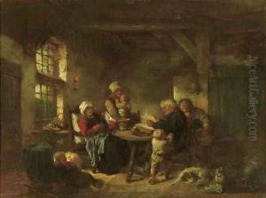 Reading time a family from Marken in an interior by Herman Frederik Carel ten Kate