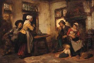 A family in a rustic interior