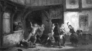 A brawl outside a tavern by Herman Frederik Carel ten Kate