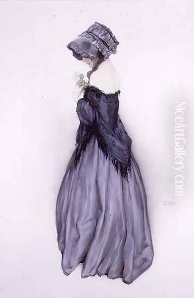A Girl Holding a Rose by Raphael Kirchner