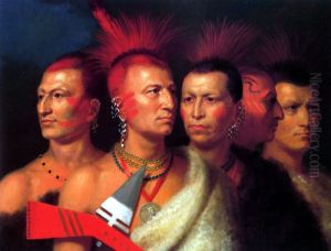 Young Omahaw, War Eagle, Little Missouri, and Pawnees by Charles Bird King