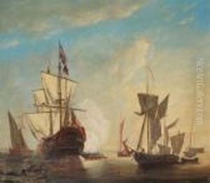 Vessels At Anchor by Paul-Jean Clays