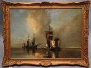 Ships Marine Scene by Paul-Jean Clays
