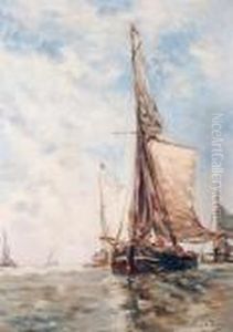 Boats At Anchor by Paul-Jean Clays