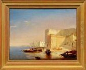 Ansicht Einer Algerischen Hafenstadt Mit Kleinen Segelbooten by Paul-Jean Clays