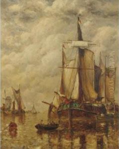 Dutch Harbor Scene by Paul-Jean Clays
