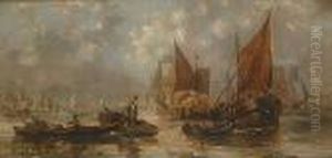Busy Harbour Scene by Paul-Jean Clays