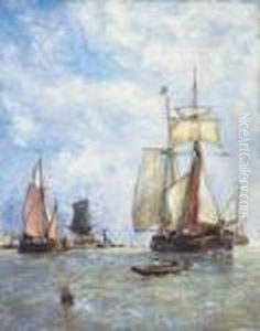 Sailing Ships Off The Dutch Coast by Paul-Jean Clays
