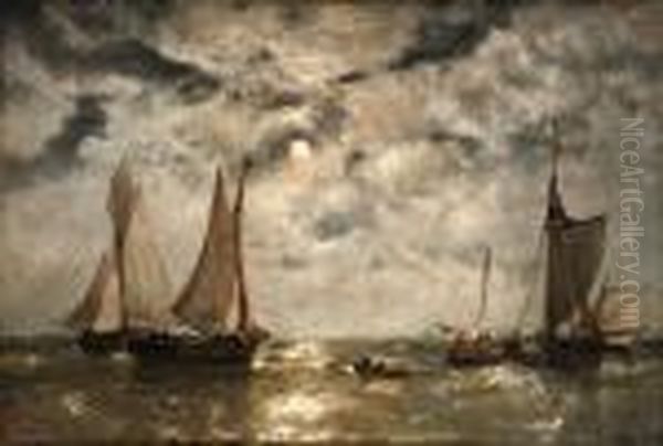 Fishing Boats At Night - view 1