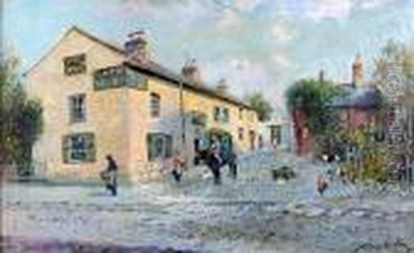 The Black Horse Hotel, Wallasey, Wirral, Withfigures And Hens Before - view 1