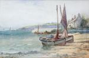 Fishing Boats In Cemaes, Anglesey by Joseph Hughes Clayton