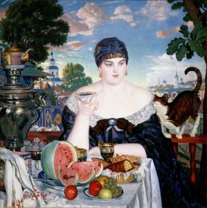 The Merchants Wife at Tea by Boris Kustodiev