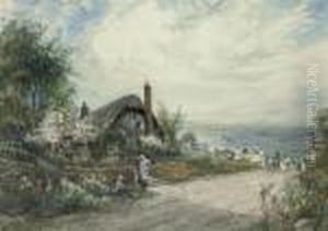 Figures Gossiping In A Coastal
Hamlet (illustrated); And Fisherwomen Waiting For The Catch On The
Quayside by Joseph Hughes Clayton