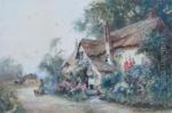 Figures By A Country Cottage - view 1