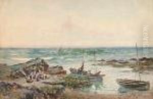 "discussing The Catch" - West Coast Of Anglesea by Joseph Hughes Clayton