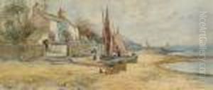 Low Tide At Camaes; Figures On A Beach by Joseph Hughes Clayton