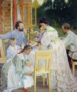On the Terrace by Boris Kustodiev