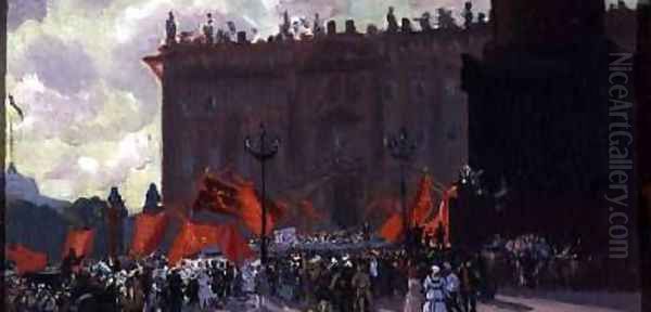 Study for the Celebration of the Opening of the Second Congress of the Comintern on Uritsky Square in Petrograd - view 1