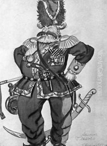 Costume Sketch for the stage production of The Flea by Boris Kustodiev