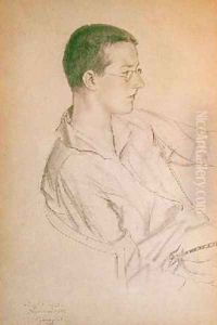 Portrait of Dmitri Dmitrievich Shostakovich 1906-75 by Boris Kustodiev