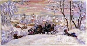 Study for Arriving for Shrove tide by Boris Kustodiev