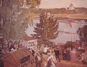 Public merrymaking on the Volga by Boris Kustodiev
