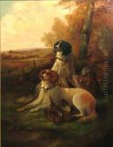 Two Gun Dogs With The Day's Bag by Robert Cleminson