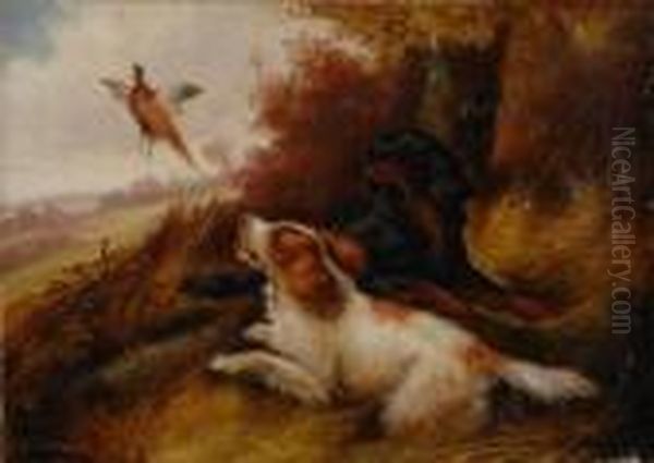 Two Gun Dogs And Game In A Wooded Landscape - view 1