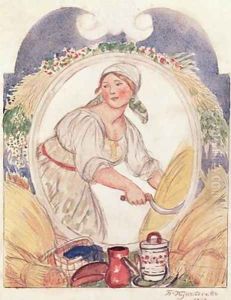 The Reaper study for the decoration of the Ruzheinaya Rifle Square in Petrograd by Boris Kustodiev