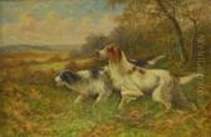 Two Setters On Heath Land By The Edge Of A Wood Two Setters On Heath Land By The Edge Of A Wood