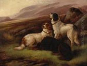 Three Setters In The Field by Robert Cleminson