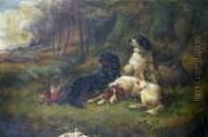 Gun Dogs With The Day's Bag by Robert Cleminson