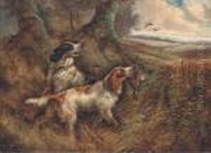 Gundogs With A Pheasant by Robert Cleminson