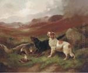 Setters And Game In A Highland Setting by Robert Cleminson