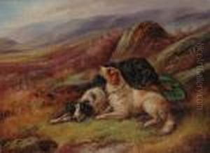 Setters In A Highland Landscape by Robert Cleminson