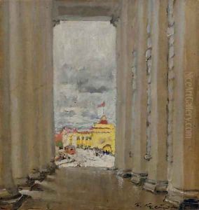 View of Smolnyi Palace, St. Petersburg by Boris Kustodiev
