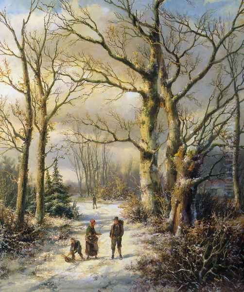 Woodgatherers in a Winter Forest - view 1