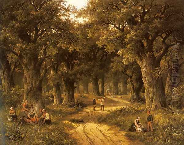 Peasants Preparing a Meal near a Wooded Path - view 1