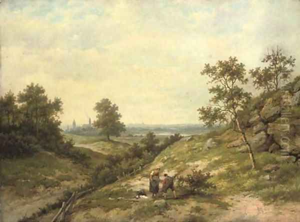 Woodgatherers in a hilly landscape - view 1