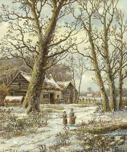 Walking in winter by Hendrik Barend Koekkoek