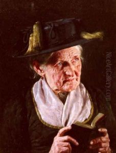 A Portrait Of A Woman With A Book Of Prayer by Carl Kronberger