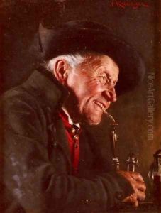 A Portrait Of A Man In A Tavern by Carl Kronberger